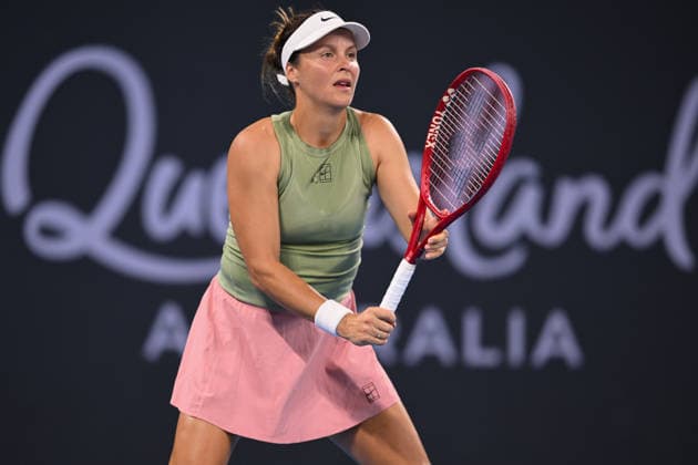 TENNIS BRISBANE INTERNATIONAL, Tatjana Maria of Germany in action against Emerson Jones of Australia during day two of the Brisbane International tennis tournament at Pat Rafter Arena in Brisbane, Monday, January 5, 2026. ( NO ARCHIVING, EDITORIAL USE ONLY BRISBANE QUEENSLAND AUSTRALIA  Copyright: xZAINxMOHAMMEDx 20260105124784847539