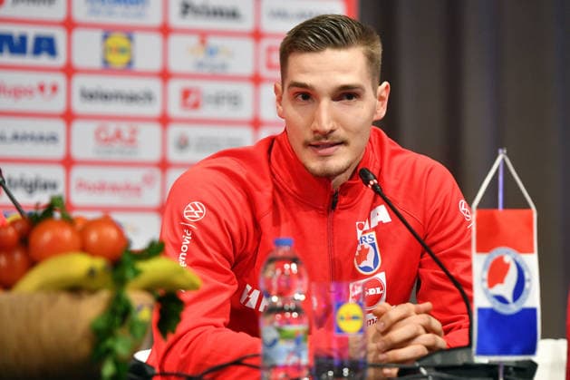 Croatia National Handball Team: press conference, PK, Pressekonferenz Dominik Kuzmanovic of Croatia speaks on a press connference on January 5, 2026. in Prelog, Croatia. Croatia will play frinedly match against Germany.  VjeranxZganecxRogulja PIXSELL