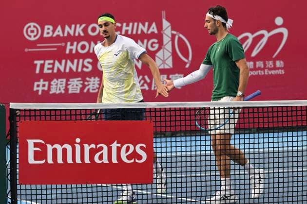 RECORD DATE NOT STATED Hong Kong Tennis Open - Day 2 Lorenzo Sonego and Lorenzo Musetti, the Italian tennis player Coleman Wong, during a match at the Hong Kong Tennis Open ATP, Tennis Herren 250) on January 5, 2026 in Hong Kong. (Photo by Kobe Li Nexpher Images) Hong Kong