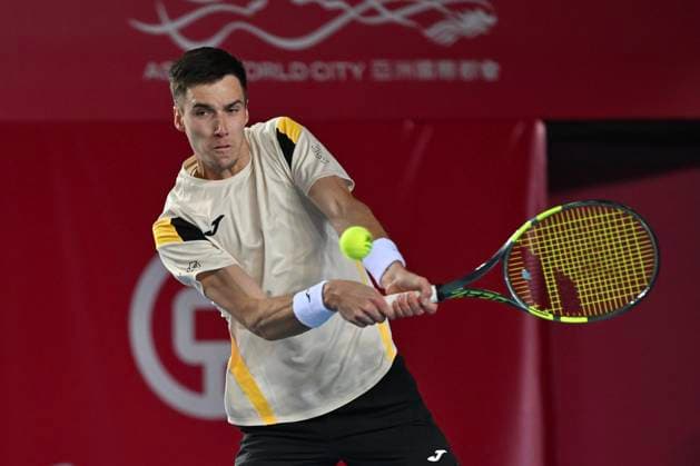 RECORD DATE NOT STATED Hong Kong Tennis Open - Day 2 Fabian Marozsan, a Hungarian tennis player, during a match at the Hong Kong Tennis Open ATP, Tennis Herren 250) on January 5, 2026 in Hong Kong. (Photo by Kobe Li Nexpher Images) Hong Kong