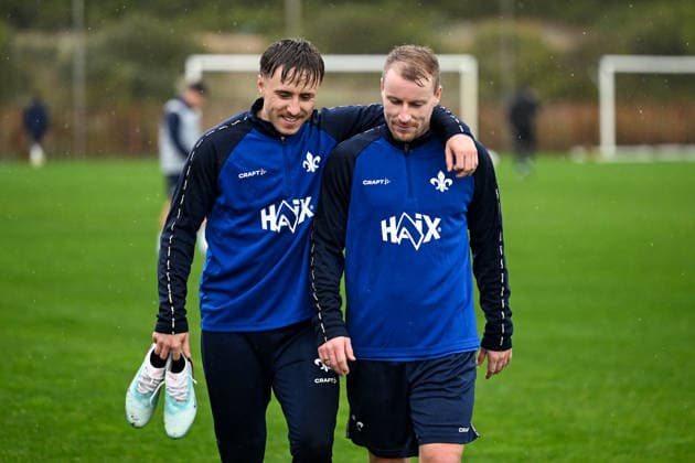 Luca Marseiler SV Darmstadt 1898, 08 and Fabian Holland SV Darmstadt 1898, 32 at training, ESP, SV Darmstadt 98, football, 2 Bundesliga, training camp in El Saler, 2 day, 05 01 2026 ESP, SV Darmstadt 98, football, 2 Bundesliga, training camp in El Saler, 2 day El Saler Copyright: xEibner-Pressefoto FlorianxWiegandx EP_FWD