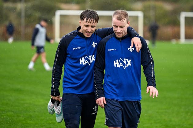 Luca Marseiler SV Darmstadt 1898, 08 and Fabian Holland SV Darmstadt 1898, 32 at training, ESP, SV Darmstadt 98, football, 2 Bundesliga, training camp in El Saler, 2 day, 05 01 2026 ESP, SV Darmstadt 98, football, 2 Bundesliga, training camp in El Saler, 2 day El Saler Copyright: xEibner-Pressefoto FlorianxWiegandx EP_FWD