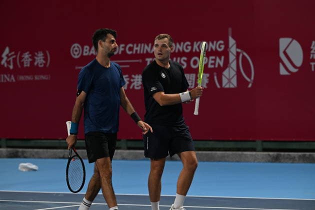 RECORD DATE NOT STATED Hong Kong Tennis Open - Day 2 An American tennis player Vasil Kirkov and a Dutch tennis player Bart Stevens, during a match at the Hong Kong Tennis Open(ATP250) on January 5, 2026 in Hong Kong. (Photo by Kobe Li Nexpher Images) Hong Kong