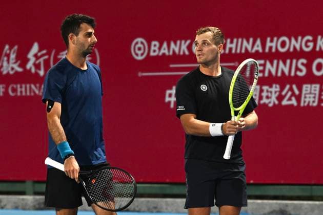 RECORD DATE NOT STATED Hong Kong Tennis Open - Day 2 An American tennis player Vasil Kirkov and a Dutch tennis player Bart Stevens, during a match at the Hong Kong Tennis Open(ATP250) on January 5, 2026 in Hong Kong. (Photo by Kobe Li Nexpher Images) Hong Kong