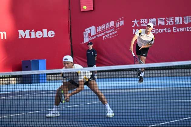 Hong Kong Tennis Open - Day 2 A Serbia tennis player Miomir Kecmanovic and a French tennis player Alexandre Muller, during a match at the Hong Kong Tennis Open(ATP250) on January 5, 2026 in Hong Kong. (Photo by Kobe Li Nexpher Images) Hong Kong