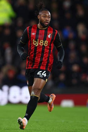 Bournemouth, England, 3rd January 2026. Antoine Semenyo of Bournemouth during the AFC Bournemouth vs Arsenal Premier League match at the Vitality Stadium, Bournemouth. Picture credit should read: Paul Terry Sportimage EDITORIAL USE ONLY. No use with unauthorised audio, video, data, fixture lists, club league logos or live services. Online in-match use limited to 120 images, no video emulation. No use in betting, games or single club league player publications. SPI_085_PT_Bournemouth_Arsenal SPI-4428-0086