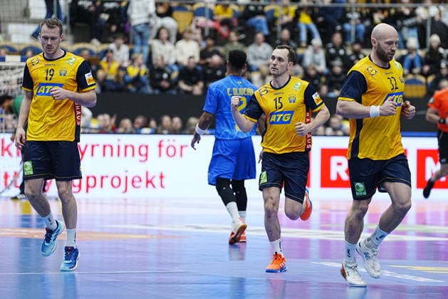 JÖNKÖPING, SWEDEN 20260105 Sweden s Hampus Wanne celebrates after scoring a goal during Monday s international handball friendly match between Sweden and Brazil at Husqvarna Garden JÖNKÖPING SWEDEN x9200x  Copyright: xBjörnxLarssonxRosvall TTx HANDBALL SWEDEN-BRAZIL