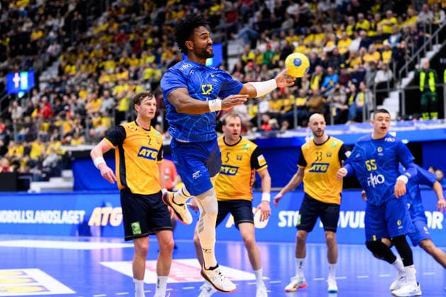 260105 Vinicios Angelo Lima de Carvalho of Brazil during the international friendly between Sweden and Brazil on January 5, 2026 in Jönköping Photo Carl Sandin BILDBYRAN code CS CS0829 handball handboll handball international friendly sverige sweden brasilien bbeng  Copyright: CARLxSANDIN BB260105CS022