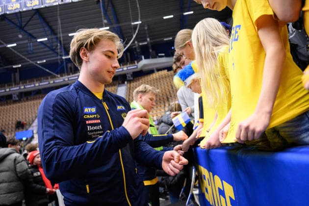 260105 Felix Montebovi of Sweden after the international friendly between Sweden and Brazil on January 5, 2026 in Jönköping Photo Carl Sandin BILDBYRAN code CS CS0829 handball handboll handball international friendly sverige sweden brasilien bbeng  Copyright: CARLxSANDIN BB260105CS059