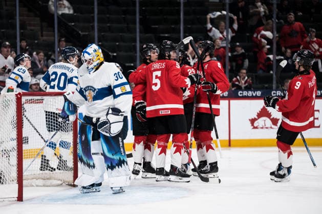 260105 Sam O Reilly of Canada celebrates after 1 0 during the 2026 IIHF World Junior Championship bronze medal game between Canada and Finland on January 5, 2026 in Saint Paul Photo Joel Marklund BILDBYRAN kod JM JM0773 bbeng ishockey ice hockey jvm junior vm u20 2026 iihf world junior championship world juniors bronsmatch bronze medal game canada kanada finlandjubel celebrates finland  Copyright: JOELxMARKLUND BB260105JM005