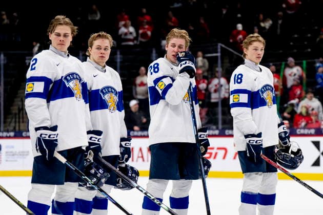 January 5, 2026, St. Paul, Mn, USA: Finland players react after losing to Canada in the 2026 IIHF World Junior Hockey Championship bronze medal game, in St. Paul on Monday, Jan. 5, 2026. Canada News - January 5, 2026  - ZUMAc35_ 20260105_zaf_c35_069 Copyright: xChristopherxKatsarovx