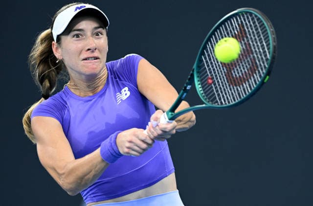 TENNIS BRISBANE INTERNATIONAL, McCartney Kessler of the USA in action against Madison Keys of the USA during day three of the Brisbane International tennis tournament at Pat Rafter Arena in Brisbane, Tuesday, January 6, 2026. ( NO ARCHIVING, EDITORIAL USE ONLY BRISBANE QUEENSLAND AUSTRALIA  Copyright: xDARRENxENGLANDx 20260106141612142767