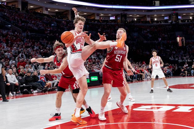 January 5, 2026, Columbus, Ohio, U.S: Ohio State Buckeyes center Christoph Tilly (13) loses control of the rebound during the game between the Nebraska Cornhuskers and the Ohio State Buckeyes at Value City Arena, Columbus, Ohio. Columbus U.S - ZUMAs304 20260105_zaf_s304_035 Copyright: xScottxStuartx