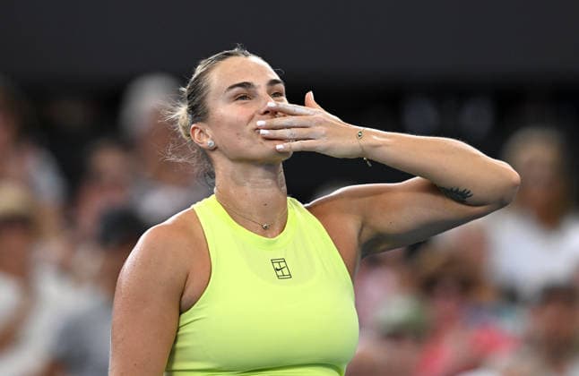 TENNIS BRISBANE INTERNATIONAL, Aryna Sabalenka of Belarus celebrates winning against Cristina Bucsa of Spain during day three of the Brisbane International tennis tournament at Pat Rafter Arena in Brisbane, Tuesday, January 6, 2026. ( NO ARCHIVING, EDITORIAL USE ONLY BRISBANE QUEENSLAND AUSTRALIA  Copyright: xDARRENxENGLANDx 20260106165358936056