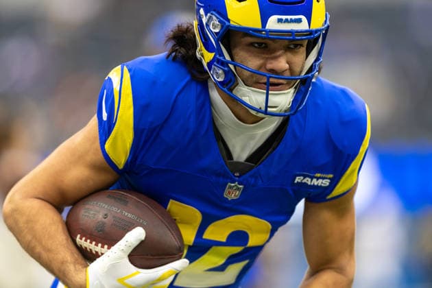 INGLEWOOD, CA - JANUARY 04: Los Angeles Rams wide receiver Puka Nacua 12 warms up prior to an NFL, American Football Herren, USA game between the Arizona Cardinals and the Los Angeles Rams on January 4, 2026, at SoFi Stadium in Inglewood, CA. (Photo by Greg Fiore Icon Sportswire) NFL: JAN 04 Cardinals at Rams EDITORIAL USE ONLY Icon2601400172