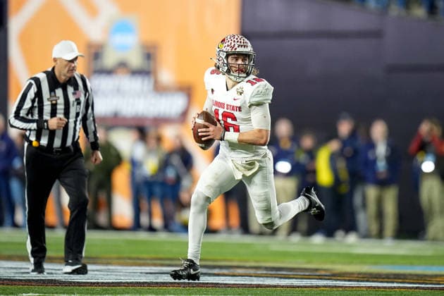 January 5, 2026, Nashville, Tennessee, USA: Illinois State quarterback Tommy Rittenhouse (16) runs with the ball against Montana State during the fourth quarter of the FCS National Championship at FirstBank Stadium. Nashville USA - ZUMAh237 20260105_zsp_h237_035 Copyright: xCamdenxHallx