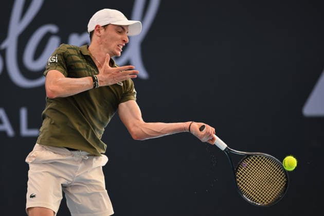 TENNIS BRISBANE INTERNATIONAL, Ugo Humbert of France in action against Cameron Norrie of United Kingdom during day three of the Brisbane International tennis tournament at Pat Rafter Arena in Brisbane, Tuesday, January 6, 2026. ( NO ARCHIVING, EDITORIAL USE ONLY BRISBANE QUEENSLAND AUSTRALIA  Copyright: xZAINxMOHAMMEDx 20260106149907628087