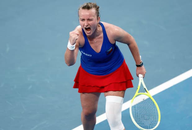 TENNIS UNITED CUP SYDNEY, Barbora Krejcikova of Team Czechia celebrates victory in her Group D singles match against Maya Joint of Team Australia during day five of the 2026 United Cup at Ken Rosewall Arena in Sydney, Tuesday, January 6, 2026. ( NO ARCHIVING, EDITORIAL USE ONLY SYDNEY NEW SOUTH WALES AUSTRALIA  Copyright: xMARKxEVANSx 20260106148653381471