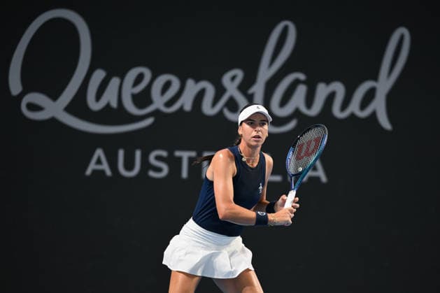 TENNIS BRISBANE INTERNATIONAL, Ajla TomljanoviÄ‡ of Australia in action against Karolina Muchova of Czechia during day three of the Brisbane International tennis tournament at Pat Rafter Arena in Brisbane, Tuesday, January 6, 2026. ( NO ARCHIVING, EDITORIAL USE ONLY BRISBANE QUEENSLAND AUSTRALIA  Copyright: xZAINxMOHAMMEDx 20260106194020488336