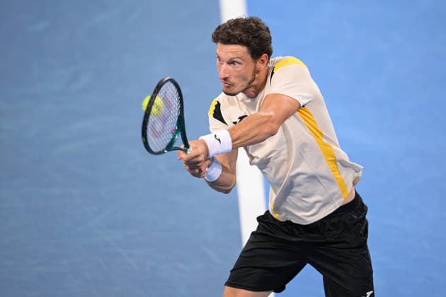 TENNIS BRISBANE INTERNATIONAL, Pablo Carreno Busta of Spain in action against Grigor Dimitrov of Bulgaria during day three of the Brisbane International tennis tournament at Pat Rafter Arena in Brisbane, Tuesday, January 6, 2026. ( NO ARCHIVING, EDITORIAL USE ONLY BRISBANE QUEENSLAND AUSTRALIA  Copyright: xZAINxMOHAMMEDx 20260106165722427260