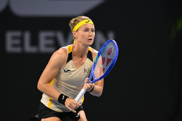 TENNIS BRISBANE INTERNATIONAL, Marie Bouzkova of Czechia in action against Paula Badosa of Spain during day three of the Brisbane International tennis tournament at Pat Rafter Arena in Brisbane, Tuesday, January 6, 2026. ( NO ARCHIVING, EDITORIAL USE ONLY BRISBANE QUEENSLAND AUSTRALIA  Copyright: xZAINxMOHAMMEDx 20260106120767187986