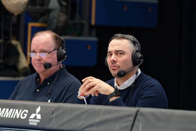 Timur Topal MBC Women, Head Coach re as TV Comoderator, Syntainics MBC vs Donar Groningen, European North Basketball League 2025 26, Germany, Netherlands, 06 01 2026 Foto Schulz Weissenfels Stadthalle Sachsen Anhalt Germany