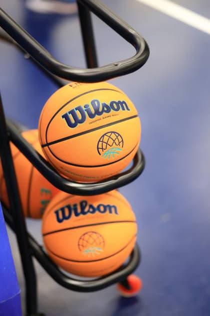 Close-up of basketball balls in the ball holder in the hall Basketball Champions League MLP Academics Heidelberg - ERA Basketball Nymburk Basketball balls in the ball holder Copyright: xspeedshotx