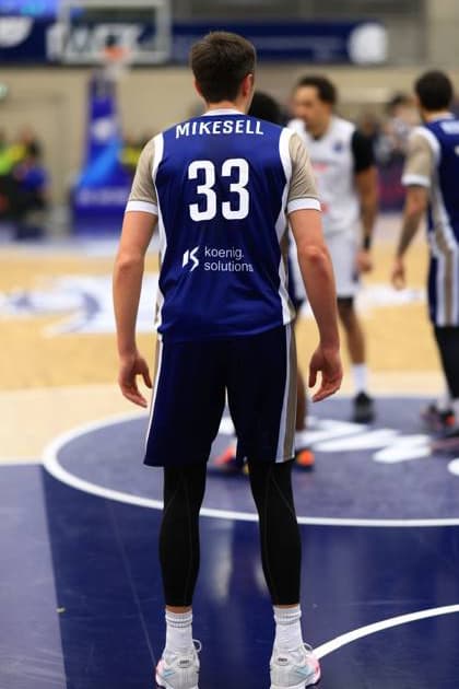 Scene with Ryan Mikesell 33 MLP Academics Heidelberg on the court in the Basketball Champions League MLP Academics Heidelberg - ERA Basketball Nymburk Ryan Mikesell 33 MLP Academics Heidelberg on the court Copyright: xspeedshotx