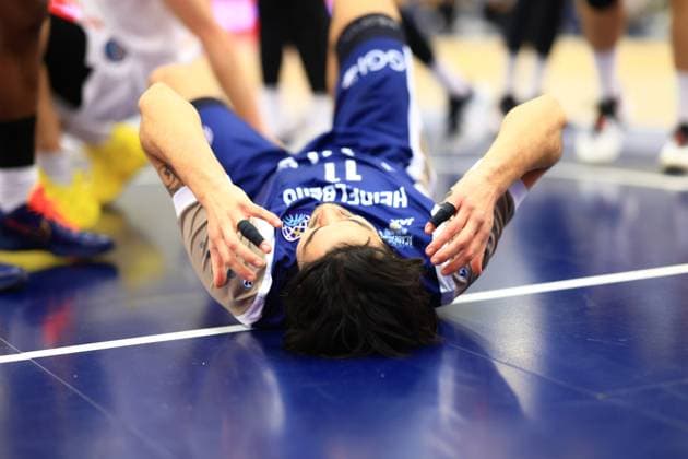 Scene with Erol Ersek 11 MLP Academics Heidelberg lying on the court Basketball Champions League MLP Academics Heidelberg - ERA Basketball Nymburk Scene with Erol Ersek 11 MLP Academics Heidelberg lying on the court Copyright: xspeedshotx