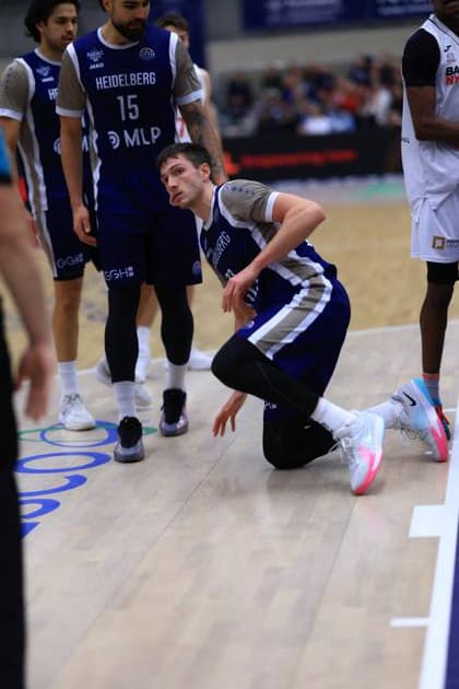 Scene with Ryan Mikesell 33 MLP Academics Heidelberg on the court in the GBG Halle am Herzogenried Basketball Champions League MLP Academics Heidelberg - ERA Basketball Nymburk Ryan Mikesell 33 MLP Academics Heidelberg on the court Copyright: xspeedshotx