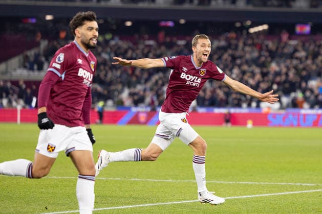 West Ham United v Nottingham Forest, Premier League, Football, London Stadium, London, UK - 06 Jan 2026 Goal. Tomas Soucek of West Ham United celebrates after scoreing the first goal of the game London London Stadium Stratford GBR, UK NEWSPAPERS OUT Copyright: xEllixBirchx