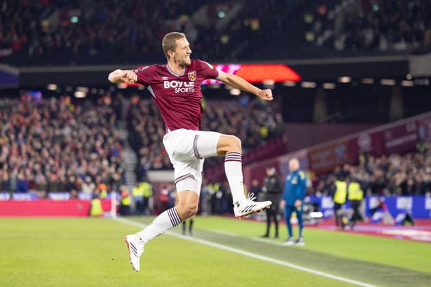 West Ham United v Nottingham Forest, Premier League, Football, London Stadium, London, UK - 06 Jan 2026 Goal. Tomas Soucek of West Ham United celebrates after scoreing the first goal of the game London London Stadium Stratford GBR, UK NEWSPAPERS OUT Copyright: xEllixBirchx