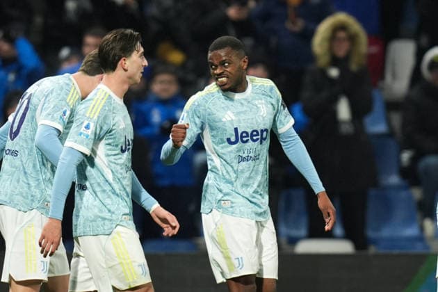 Juventus Pierre Kalulu celebrates after own goal of Sassuolo™s Tarik Muharemovic 0-1 during the Serie A soccer match between Sassuolo and Juventus at the Mapei Stadium CittÃ del Tricolore in Reggio Emilia, north Italy - Tuesday, January 6, 2026 - - Soccer -  Copyright: xMassimoxPaolone LaPressex