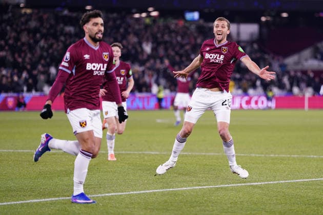 Premier League West Ham United v Nottingham Forest Tomas Soucek of West Ham United celebrates goal during the Premier League match West Ham United vs Nottingham Forest at London Stadium, London, United Kingdom, 6th January 2026 (Photo by Harvey Murphy News Images) Copyright: xHarveyxMurphy NewsxImagesx