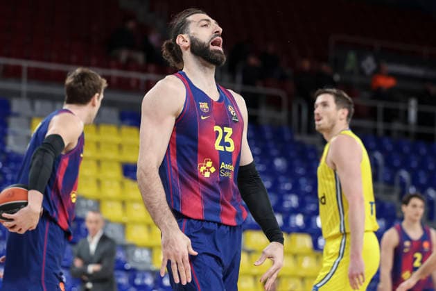 January 6, 2026, Barcelona, Barcelona, Spain: Tornike Shengelia of FC Barcelona, Barca reacts during the EuroLeague Regular Season Round 20 match played between FC Barcelona and Maccabi Rapyd Tel Aviv at Palau Blaugrana on January 06, 2026 in Barcelona, Spain. Barcelona Spain - ZUMAa181 20260106_zaa_a181_027 Copyright: xJavierxBorregox