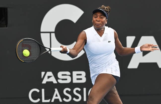 USA™s Venus Williams during her singles match at the 2026 ASB Classic Women™s Tennis Tournament at Manuka Doctor Arena, Auckland, New Zealand. Tuesday 6 January 2026. Photo: Andrew Cornaga z Auckland New Zealand Copyright: xAndrewxCornaga x