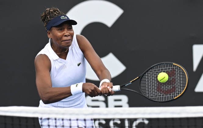 USA™s Venus Williams during her singles match at the 2026 ASB Classic Women™s Tennis Tournament at Manuka Doctor Arena, Auckland, New Zealand. Tuesday 6 January 2026. Photo: Andrew Cornaga z Auckland New Zealand Copyright: xAndrewxCornaga x