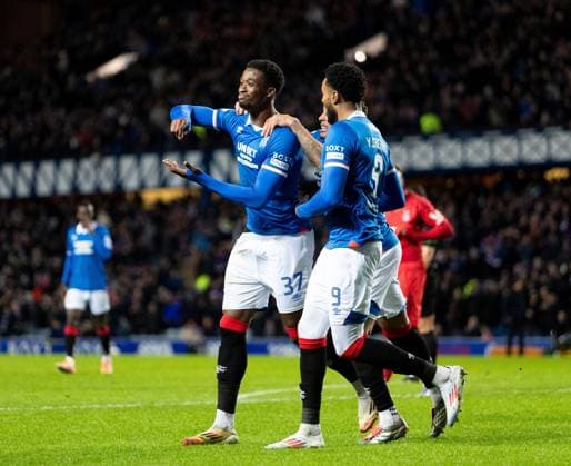 Emmanuel Fernandez of Rangers celebrates scoring his sides first goal during Scottish Premiership match at Ibrox Stadium, Glasgow. Rangers v Aberdeen - Scottish Premiership - Ibrox Stadium, Glasgow, Lanarkshire, Scotland, UK - 06 Jan 2026Glasgow Ibrox Stadium Lanarkshire, Scotland United Kingdom EDITORIAL USE ONLY  Copyright: xRangersxFC Shutterstockx 16237029o