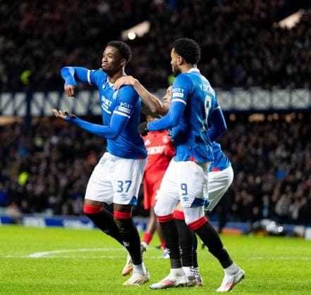 Emmanuel Fernandez of Rangers celebrates scoring his sides first goal during Scottish Premiership match at Ibrox Stadium, Glasgow. Rangers v Aberdeen - Scottish Premiership - Ibrox Stadium, Glasgow, Lanarkshire, Scotland, UK - 06 Jan 2026Glasgow Ibrox Stadium Lanarkshire, Scotland United Kingdom EDITORIAL USE ONLY  Copyright: xRangersxFC Shutterstockx 16237029m