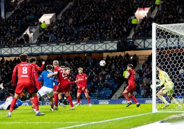 Emmanuel Fernandez of Rangers scores his sides second goal during Scottish Premiership match at Ibrox Stadium, Glasgow. Rangers v Aberdeen - Scottish Premiership - Ibrox Stadium, Glasgow, Lanarkshire, Scotland, UK - 06 Jan 2026Glasgow Ibrox Stadium Lanarkshire, Scotland United Kingdom EDITORIAL USE ONLY  Copyright: xRangersxFC Shutterstockx 16237029x