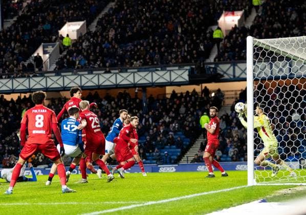 Emmanuel Fernandez of Rangers scores his sides second goal during Scottish Premiership match at Ibrox Stadium, Glasgow. Rangers v Aberdeen - Scottish Premiership - Ibrox Stadium, Glasgow, Lanarkshire, Scotland, UK - 06 Jan 2026Glasgow Ibrox Stadium Lanarkshire, Scotland United Kingdom EDITORIAL USE ONLY  Copyright: xRangersxFC Shutterstockx 16237029y