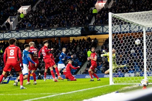 Emmanuel Fernandez of Rangers scores his sides second goal during Scottish Premiership match at Ibrox Stadium, Glasgow. Rangers v Aberdeen - Scottish Premiership - Ibrox Stadium, Glasgow, Lanarkshire, Scotland, UK - 06 Jan 2026Glasgow Ibrox Stadium Lanarkshire, Scotland United Kingdom EDITORIAL USE ONLY  Copyright: xRangersxFC Shutterstockx 16237029ad