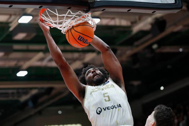 f l t r Andre Wesson Jr Patrioti Levice, 5 with a Dunk, 06 01 2026, Basketball Champions League, Fitness First Wuerzburg Baskets vs Patrioti Levice, GER, Wuerzburg, Tectake Arena Copyright: HMBxMedia xHeikoxBecker