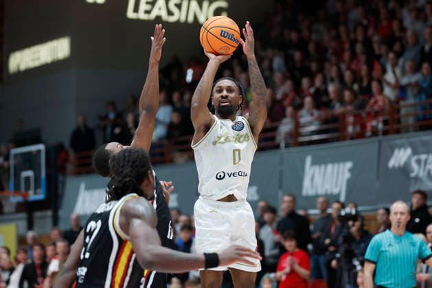 f l t r Johnathan Stove Fitness First Wuerzburg Baskets, 22 and Rickey McGill Patrioti Levice, 0 , 06 01 2026, Basketball Champions League, Fitness First Wuerzburg Baskets vs Patrioti Levice, GER, Wuerzburg, Tectake Arena Copyright: HMBxMedia xHeikoxBecker