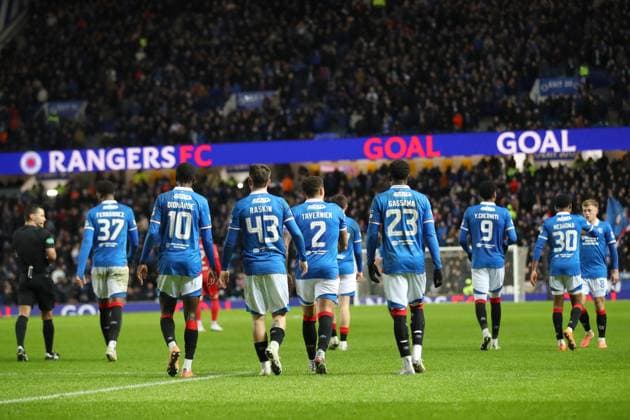 Nicolas Raskin of Rangers celebrates his goal with his team mates during the William Hill Scottish Premiership match at Ibrox Stadium, Glasgow. Rangers v Aberdeen - William Hill Scottish Premiership - Ibrox Stadium, Glasgow, Lanarkshire, Scotland, UK - 06 Jan 2026Glasgow Ibrox Lanarkshire United Kingdom EDITORIAL USE ONLY  Copyright: xO Rourke RangersxFC Shutterstockx 16236630y