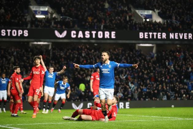 Nicolas Raskin of Rangers celebrates his goal during the William Hill Scottish Premiership match at Ibrox Stadium, Glasgow. Rangers v Aberdeen - William Hill Scottish Premiership - Ibrox Stadium, Glasgow, Lanarkshire, Scotland, UK - 06 Jan 2026Glasgow Ibrox Lanarkshire United Kingdom EDITORIAL USE ONLY  Copyright: xO Rourke RangersxFC Shutterstockx 16236630eo