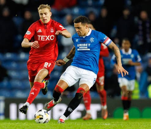 06.01.2026 Rangers v Aberdeen: Topi Keskinen with James Tavernier  Copyright: xWilliexVassx NINTCHDBPICT001049820104