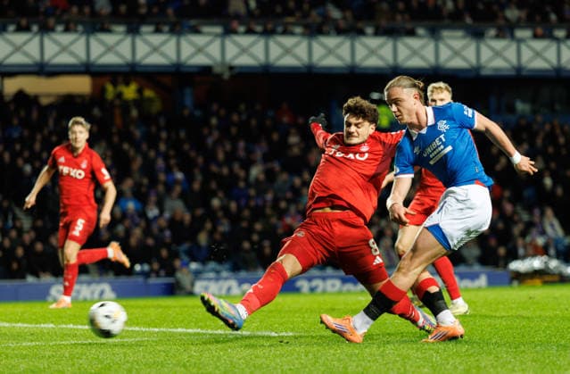 06.01.2026 Rangers v Aberdeen: Thelo Aasgaard with Dante Polvara  Copyright: xWilliexVassx NINTCHDBPICT001049820135