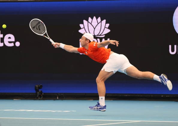 January 7, 2026, Sydney, New South Wales, Australia: TALLON GRIEKSPOOR of Netherlands during the match against H. Hurkacz of Poland in the single match group F during the United Cup at Ken Rosewall Arena, Sydney, Australia. Sydney Australia - ZUMAc278 20260107_zsp_c278_002 Copyright: xMarcinxCholewinskix