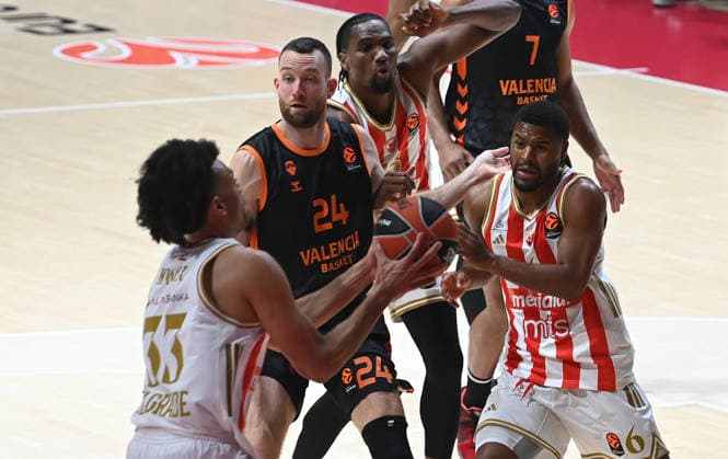 CRVENA ZVEZDA vs VALENCIA JARED BUTLER, basketball player of Crvena Zvezda, during the Euroleague match against Valencia, at Aleksandar Nikolic Hall. Belgrade, 06.01.2026. photo: Nebojsa Parausic MN Press Photo BASKETBALL, EUROLEAGUE, CRVENA ZVEZDA, VALENCIA Belgrade Hala Aleksandar Nikolic Serbia Copyright: xNebojsaxParausicx xMNxPressx